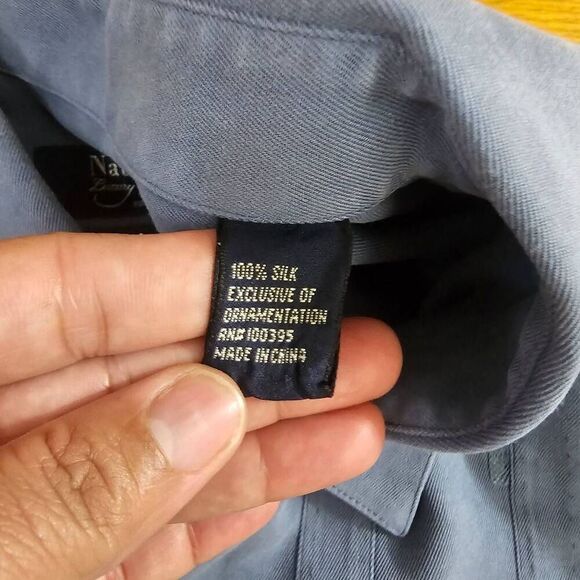 Nat Nast Silk Button Up Hawaiian Shirt Blue Mens XL - Picture 4 of 7